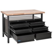 Műhelyasztal P 1200 SS fekete vonalvezetésű Előnézet 