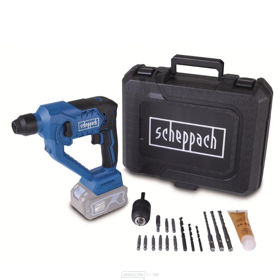 Scheppach C-RHD130-X akkus 20 V-os IXES SDS Plus 3 az 1-ben fúrókalapács kalapáccsal, táskával és tartozékokkal (akkumulátor és töltő nélkül)
