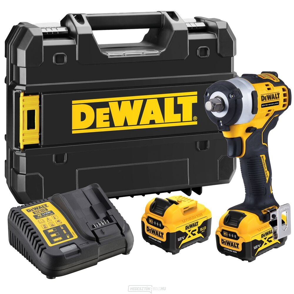 DeWALT DCF901P2 12 V-os akkus ütvecsavarozó 2x 5 Ah-val, töltővel