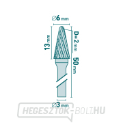 keményfém maró, kúpos, lekerekített, ⌀6x13mm, ⌀3mm szár, közepes fogazású (dupla fogazású) Előnézet 