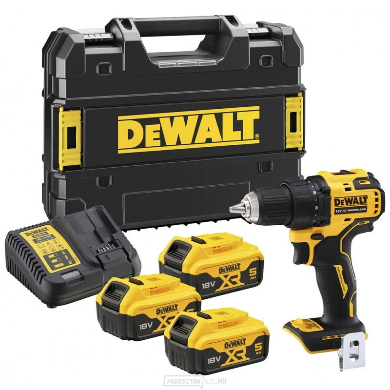 DeWALT DCD708P3T akkus szénkefe nélküli fúró-csavarozó 65Nm/18V/3x5Ah akkumulátorral + Tstak koffer