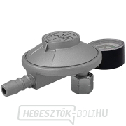 Szögletes PB-gáz propán-bután nyomáscsökkentő szelep nyomásmérővel turistapalackokhoz G3/8″LH gallery main image