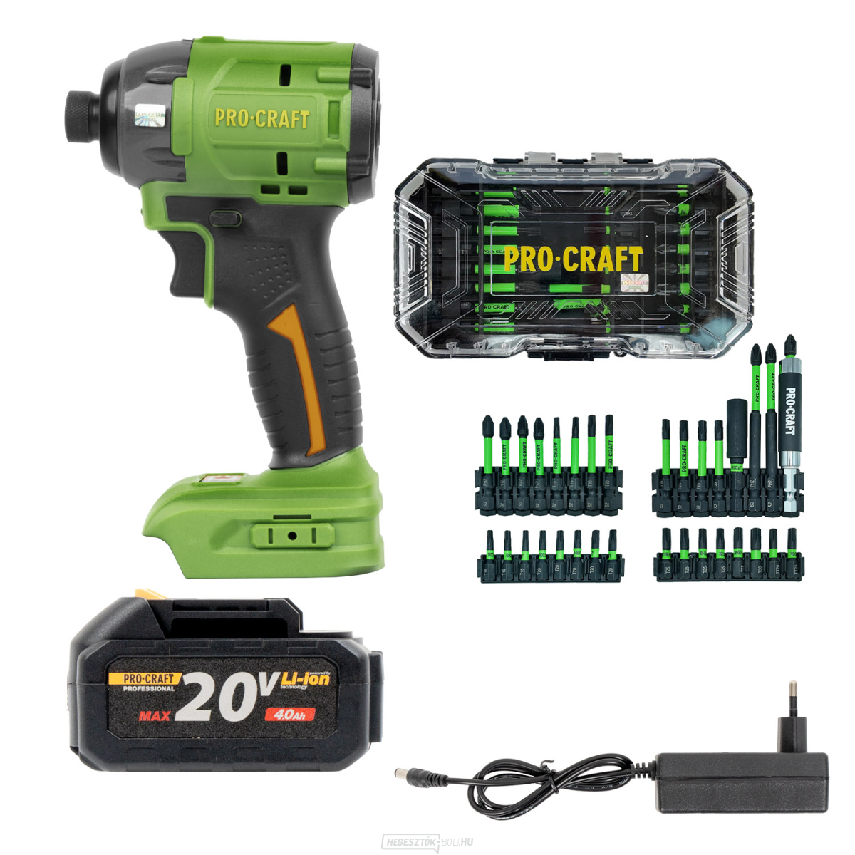 Akkus ütvecsavarozó Procraft PS22bb + IBS-41 bitkészlet + akkumulátor és töltő | SPS22/IBS-41