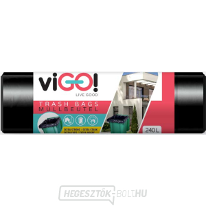viGO! LDPE szemeteszsák vastag 240l/10 db 116x150cm - fekete gallery main image