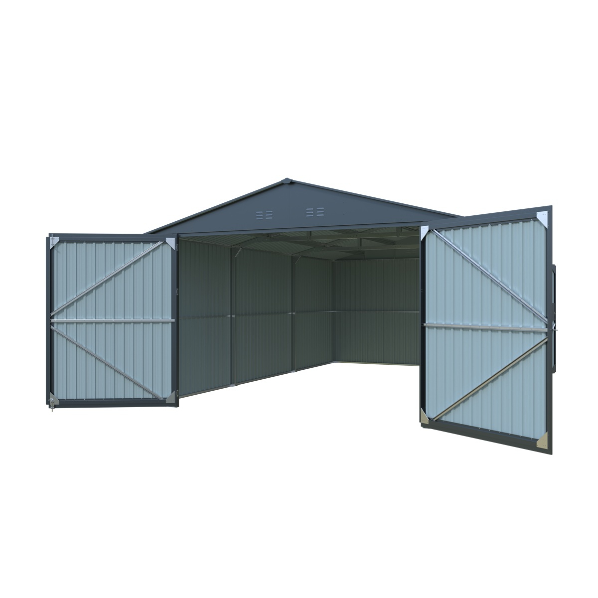 Riwall PRO RMCG 20x13 Antracit fém garázs 3,8 x 6 m nyeregtetővel Antracit Előnézet 