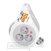 Solight hosszabbító kábel dobon 10m, 3 aljzat, szürke kábel, 3x 1,5mm2 Előnézet 