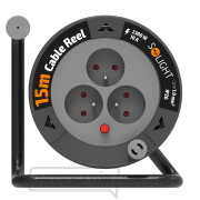 Solight hosszabbító kábel dobon 15m, 3 aljzat, fekete kábel, 3x 1.0mm2 Előnézet 