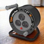 Solight hosszabbító kábel dobon 15m, 3 aljzat, fekete kábel, 3x 1.0mm2 Előnézet 