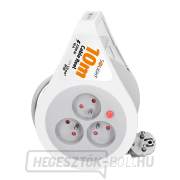Solight hosszabbító kábel dobon 10m, 3 aljzat, szürke kábel, 3x 1.0mm2 Előnézet 