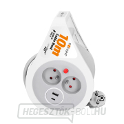Solight hosszabbító kábel dobon 10m, USB A+C, 2 aljzat, szürke kábel, 3x 1.0mm2 Előnézet 
