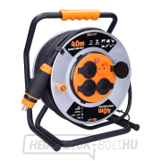 Solight hosszabbító kábel - fém dobon, 4 aljzat, 40 m gumi-neoprén kábel, 3x 2,5 mm2, IP44 Solight hosszabbító kábel - fém dobon, 4 aljzat, 40 m gumi-neoprén kábel, 3x 2,5 mm2, IP44 gallery main image