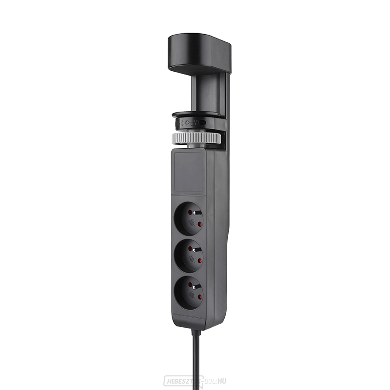 Solight 3z + USB A+C hordozható asztali aljzatok, 2m, fekete, USB gyorstöltő 20W PD