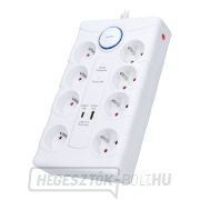Solight túlfeszültségvédő, 8z, USB A+C, 2m, fehér Előnézet 