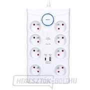Solight túlfeszültségvédő, 8z, USB A+C, 2m, fehér Előnézet 