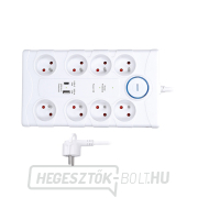 Solight túlfeszültségvédő, 8z, USB A+C, 2m, fehér gallery main image