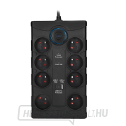 Solight túlfeszültségvédő, 8 tűs, USB A+CA, 2m, fekete Előnézet 