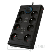 Solight túlfeszültségvédő, 8 tűs, USB A+CA, 2m, fekete Előnézet 