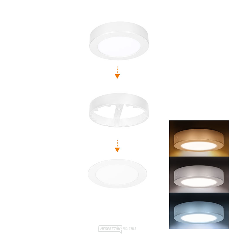 Solight LED mini panel fürdőszobai 2 az 1-ben, 3CCT, mennyezeti/felületre szerelhető, 12W, 1020lm, IP54, fehér, kerek
