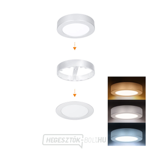 Solight LED mini panel fürdőszobai 2 az 1-ben, 3CCT, mennyezeti/felületre szerelhető, 12W, 1020lm, IP54, ezüst, kerek gallery main image