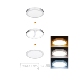 Solight LED mini panel fürdőszobai 2 az 1-ben, 3CCT, mennyezeti/felületre szerelhető, 18W, 1530lm, IP54, ezüst, kerek gallery main image