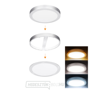 Solight LED mini panel fürdőszobai 2 az 1-ben, 3CCT, mennyezeti/felületre szerelhető, 24W, 2040lm, IP54, ezüst, kerek gallery main image