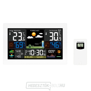 Solight időjárás állomás, extra nagy színes LCD, hőmérséklet, páratartalom, nyomás, RCC, USB töltés, fehér gallery main image