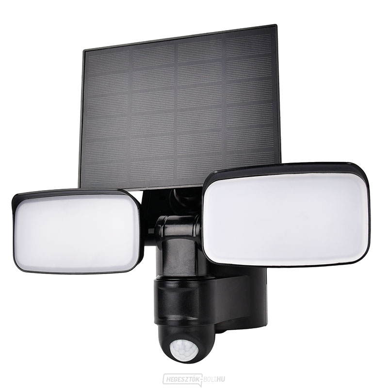 Solight LED napelemes világítás szenzorral, 9W, 850lm, 4000K, Li-ion, fekete