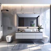 Solight LED fürdőszobai világítás a tükör fölé 3 az 1-ben, 7W, 455lm, 4000K, IP44, 40cm, fekete Előnézet 