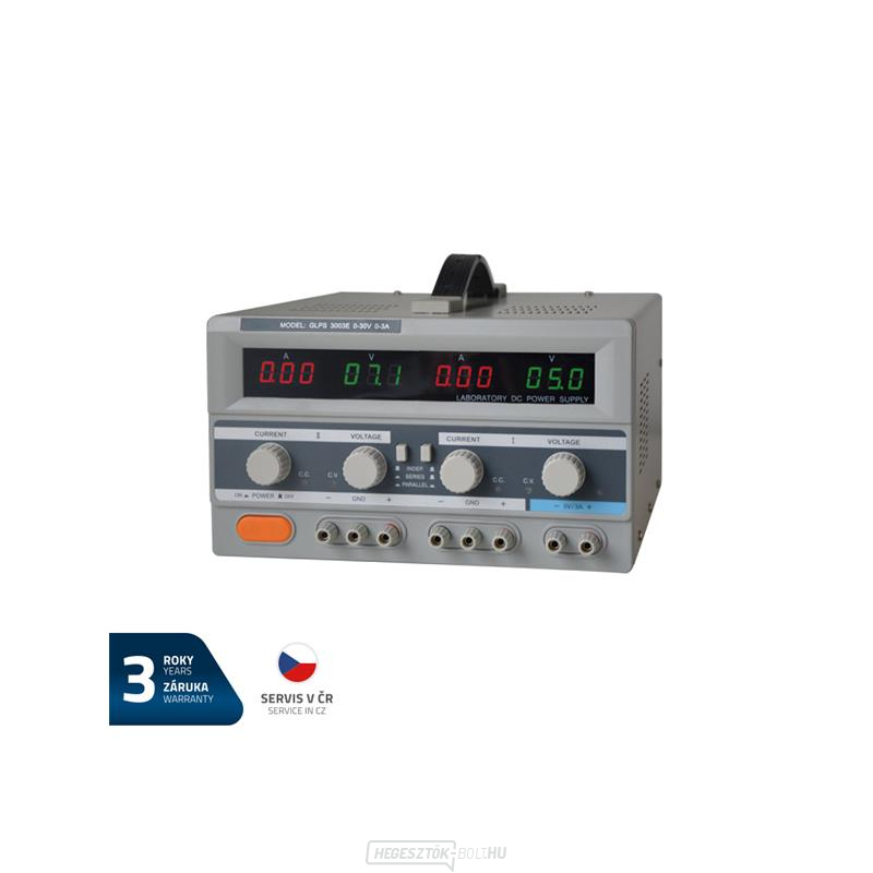 Laboratóriumi forrás GETI GLPS 3003E 2x0-30V/0-3A+ (5V-3A) gallery main image