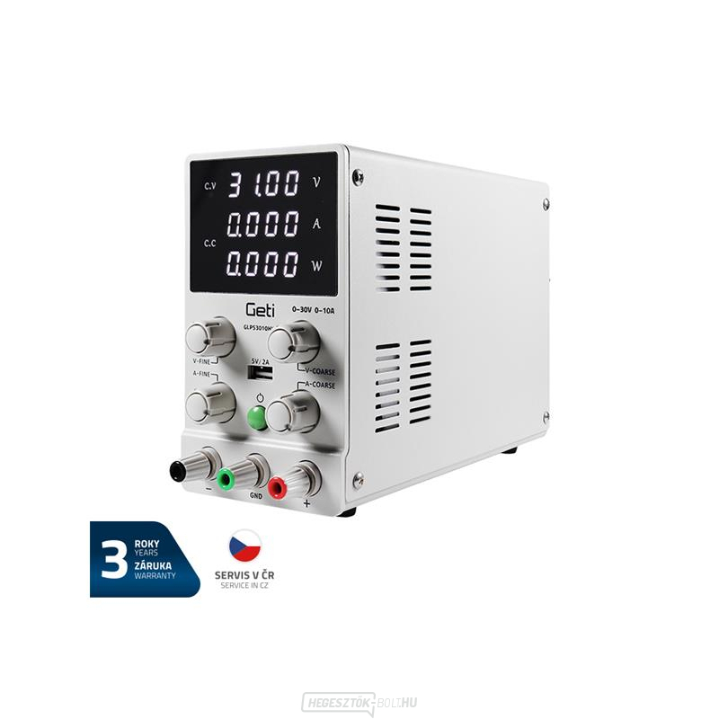 Laboratóriumi tápegység GETI GLPS3010HW 0-30V/0-10A gallery main image