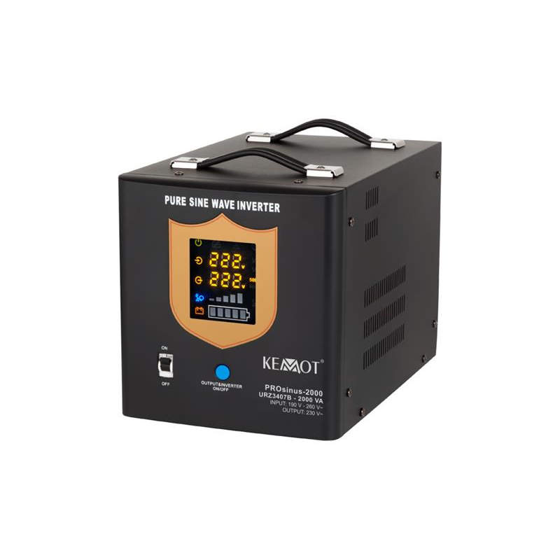 Tartalék tápegység KEMOT PROsinus-2000 12V 230V 2000VA 1200W Fekete