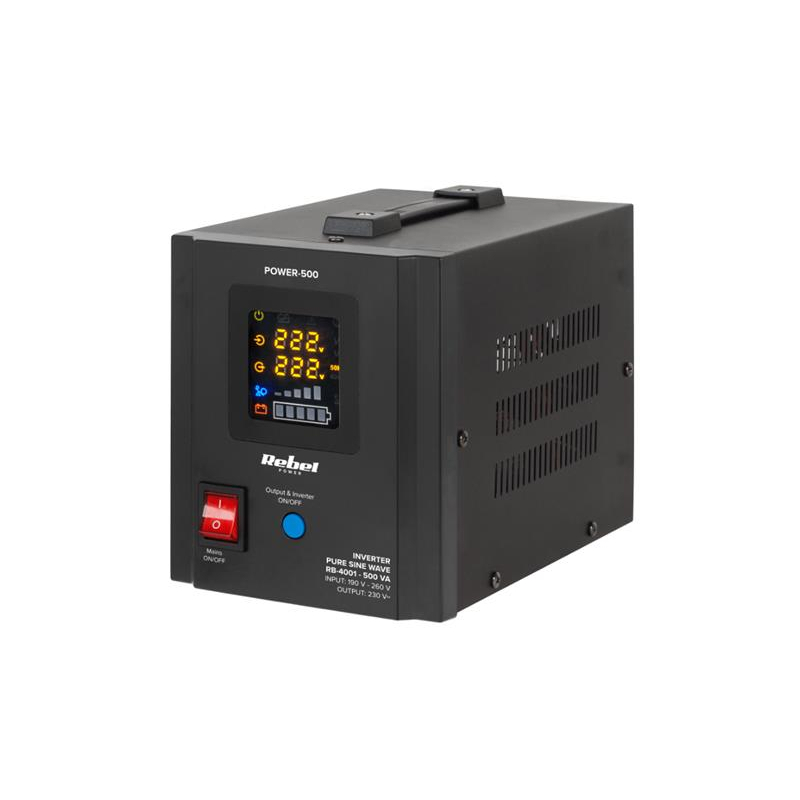Tartalék tápegység REBEL POWER-500 12V 230V 500VA 300W Fekete