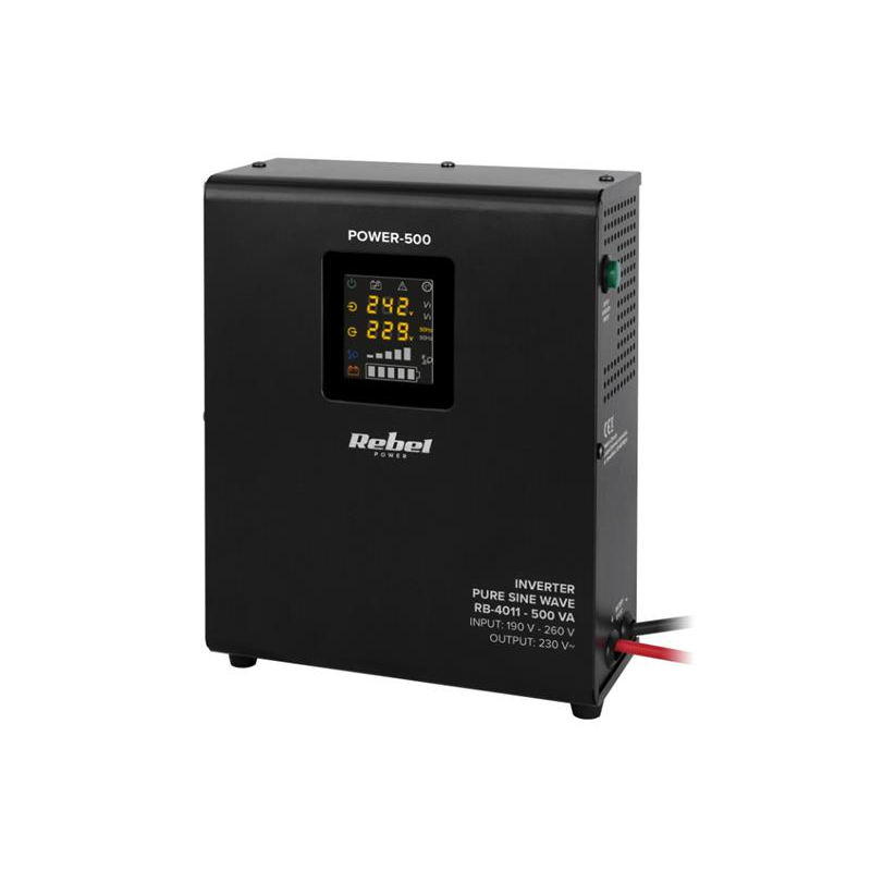 Tartalék tápegység REBEL POWER-500 12V 230V 500VA 300W Fekete fali