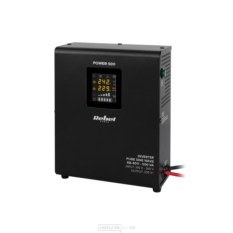 Tartalék tápegység REBEL POWER-500 12V 230V 500VA 300W Fekete fali gallery main image