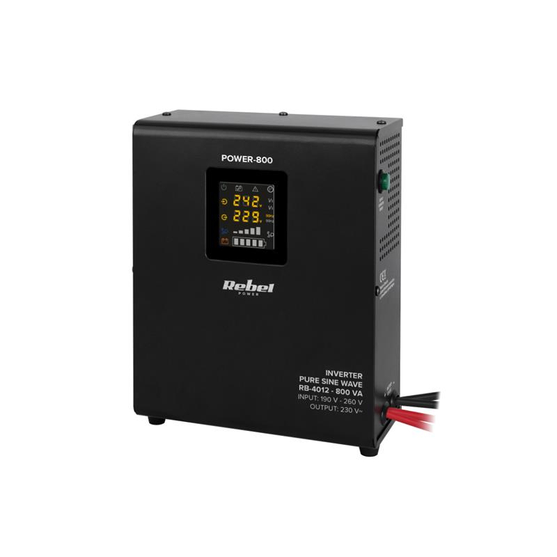 Tartalék tápegység REBEL POWER-800 12V 230V 800VA 500W Fekete fali