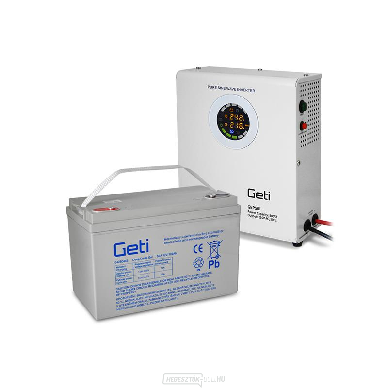 GETI GEP501 szinuszos szünetmentes tápegység 500W fali + 100Ah akkumulátor gallery main image
