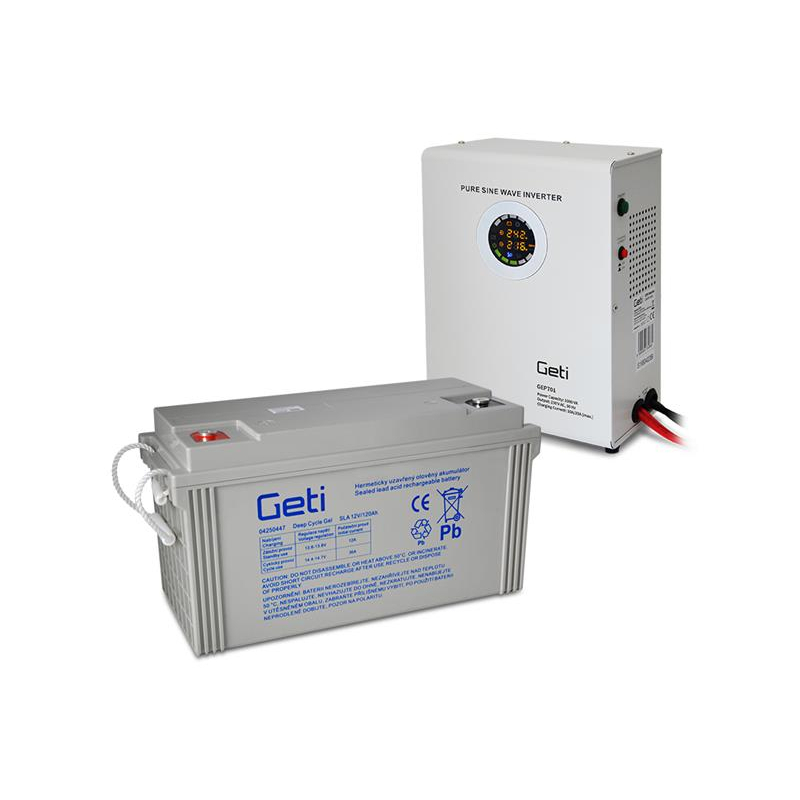 GETI GEP701 szinuszos 700W-os fali szünetmentes tápegység + 120Ah akkumulátor