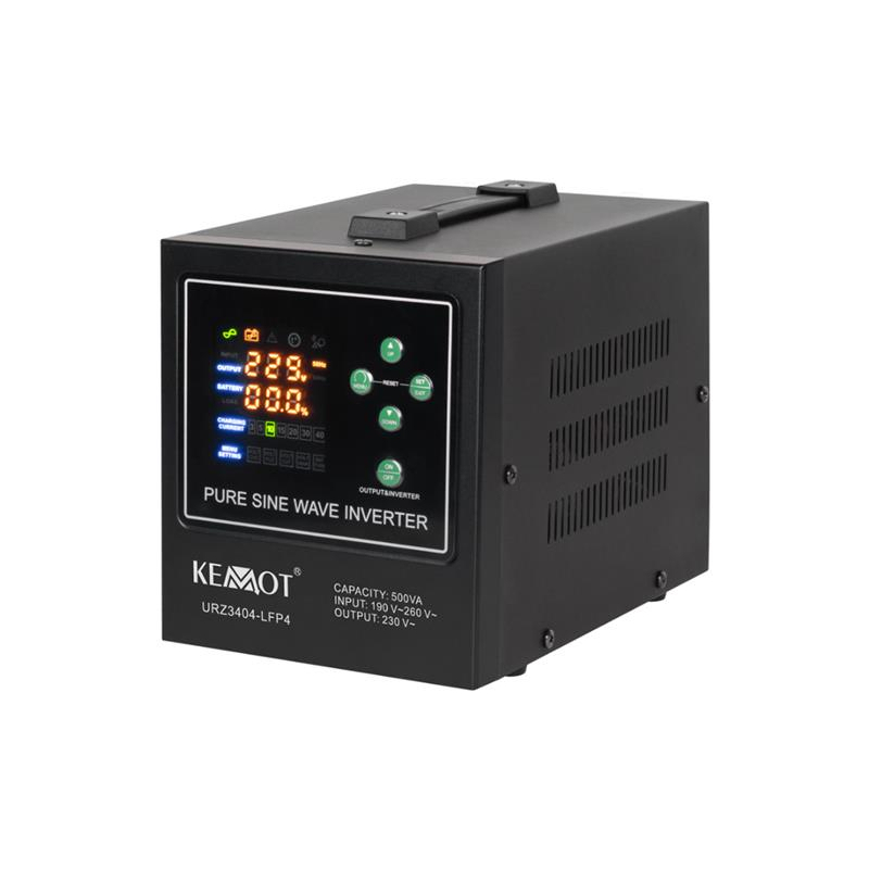 Tartalék tápegység KEMOT PROsinus-500-LFP4 12V 230V 500VA 300W Fekete