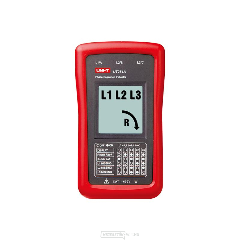 Fázisforgás-teszter és motorfordulatszám-jelző UNI-T UT261A gallery main image