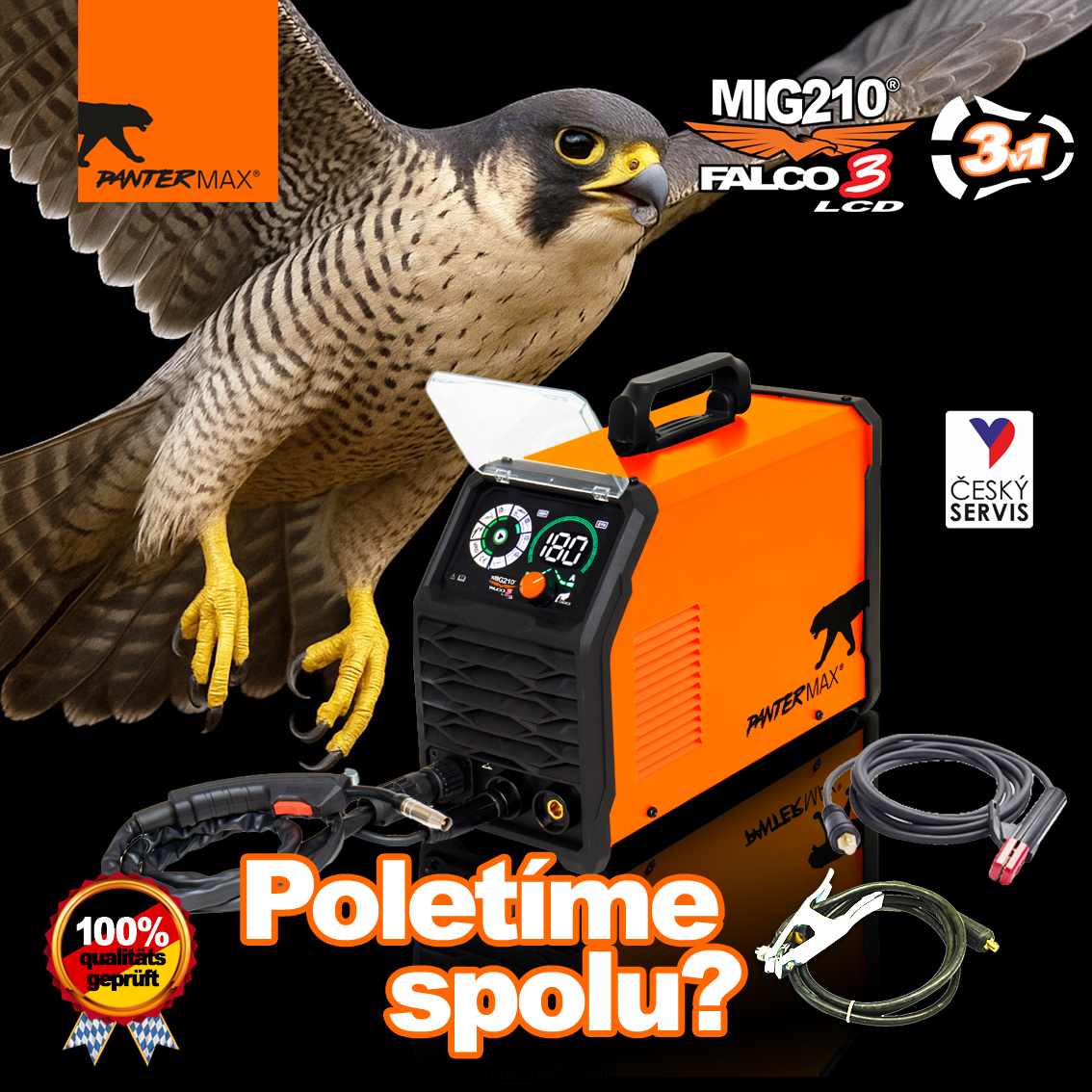 PANTERMAX Hegesztő inverter MIG210FALCO® 3 LCD (MIG/MMA/TIG)