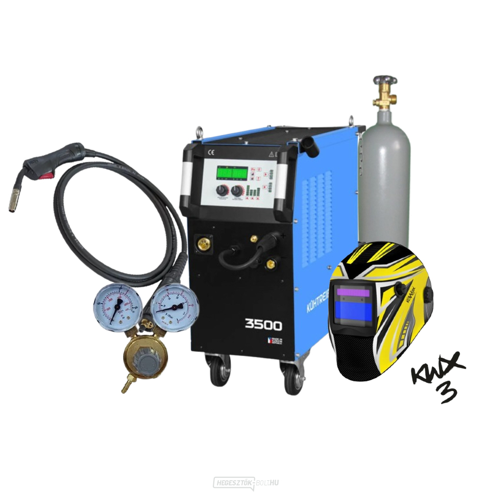 KITin 3500 Multi MIG Synergic V2 + Pisztoly + Szelep + Hegesztősisak + Tele C02 Palack