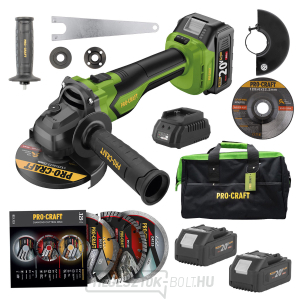 Procraft PGA22 akkus sarokcsiszoló és 3 db DS3.125 gyémánttárcsa készlet + szerszámtáska + 2 db akkumulátor | SPGA22-BB/DS3.125/2x20-4 gallery main image