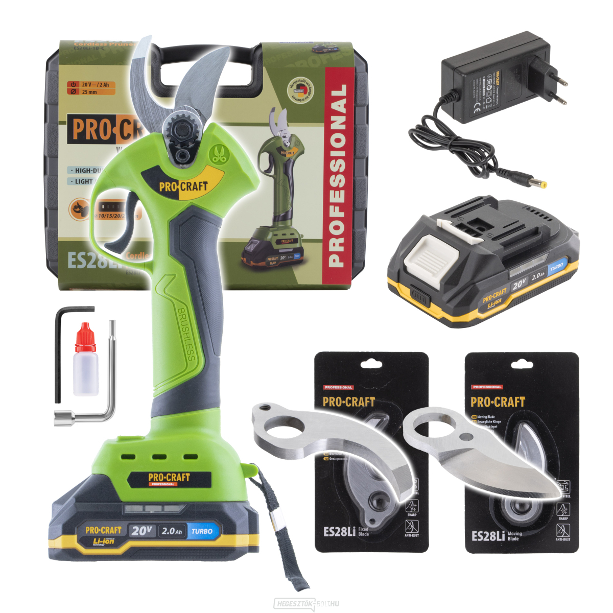 Procraft ES28Li akkus metszőolló készlet + 2x pótpenge | SES28LI/Pengék