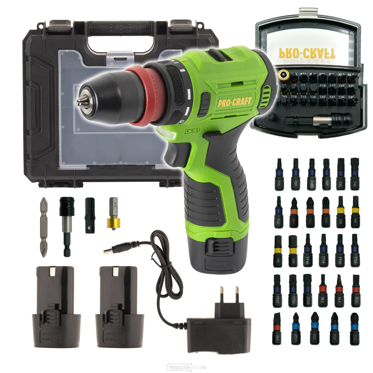 Procraft PA12Pro DFR-2b-c akkus csavarozó BS-32 bitkészlettel | SPA12ProDFR-2b-c/BS-32