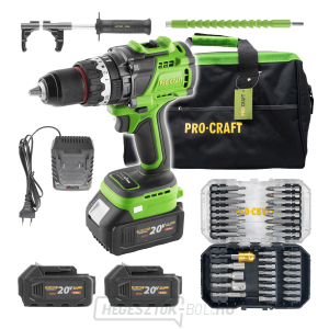 Procraft PA18ProBL akkus csavarhúzó készlet 2x akkumulátorral és 20/1 töltővel + BS-37 bitkészlettel és táskával | SPA18ProBL-BB/2x20-4/20-1/BS-37/BG400 gallery main image
