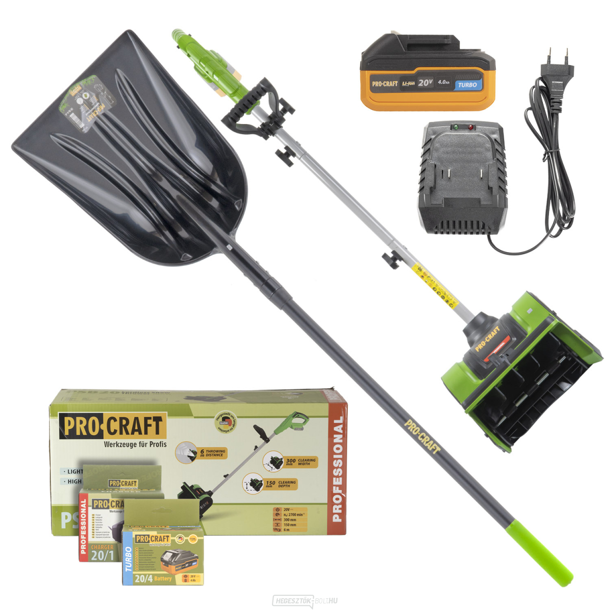 150 cm-es hólapát és Procraft PSB20 akkumulátoros hómaró készlet akkumulátorral és töltővel | SGPS-1500/SPSB20-4Turbo/20-1