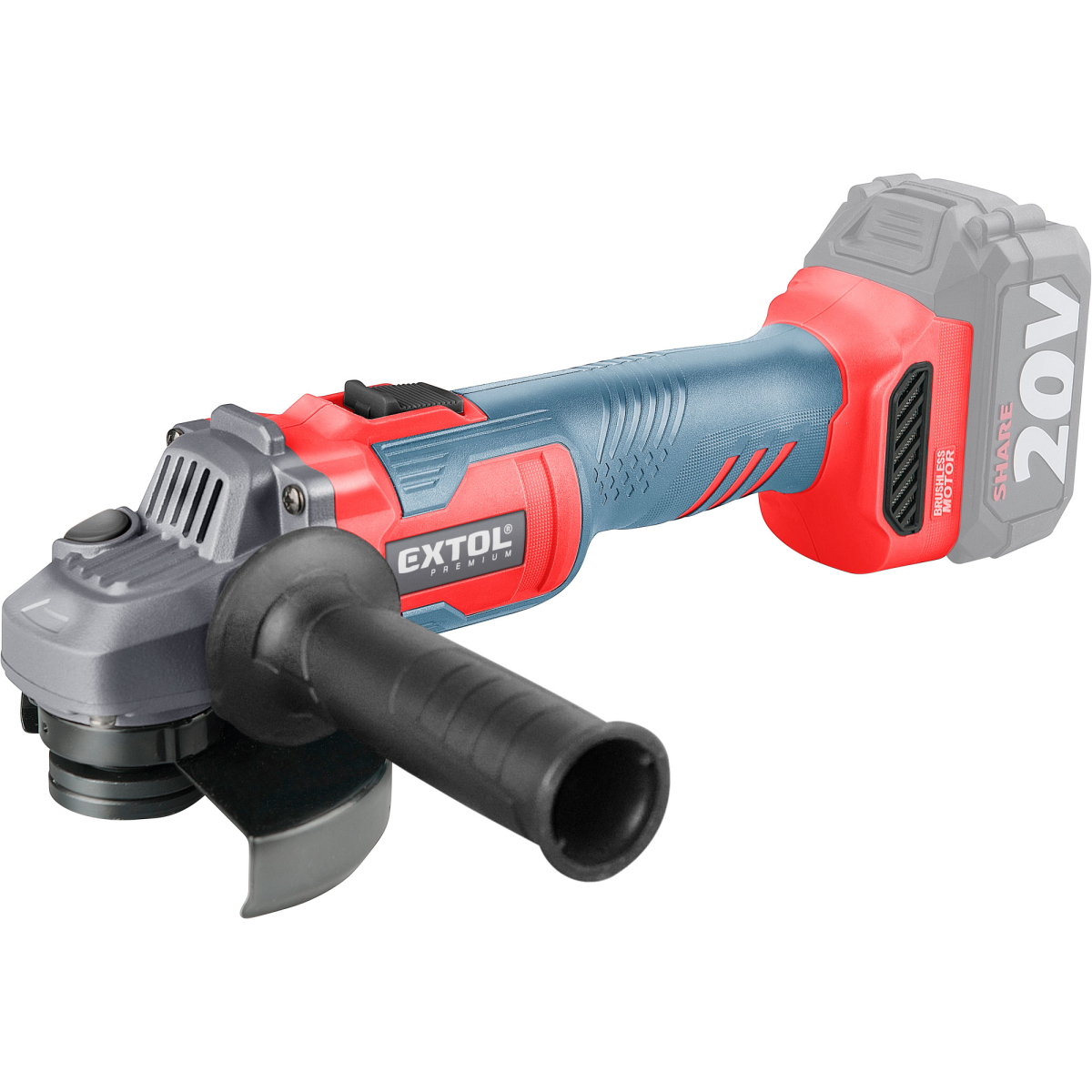 Akkus sarokcsiszoló SHARE20V, 125mm, SZÉNKEFEMENTES, akkumulátor és töltő nélkül
