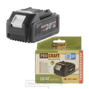 Újratölthető akkumulátor 20 V-os lítium-ion, 4000 mAh Procraft 20/4C | 20/4C gallery main image