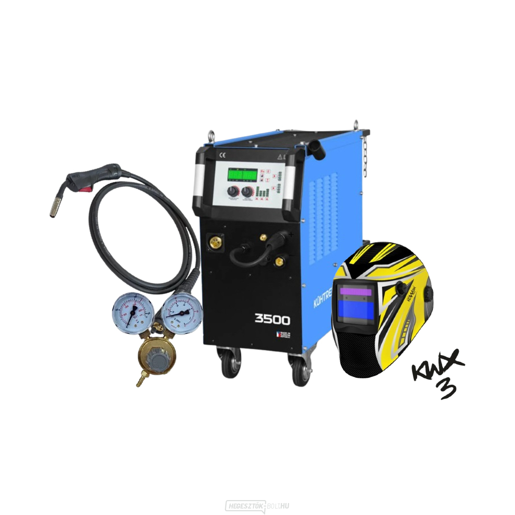 KITin 3500 Multi MIG Synergic V2 + Pisztoly + Hegesztősisak + R. szelep