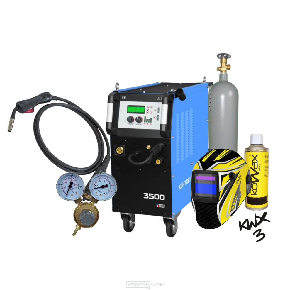 KITin 3500 Multi MIG Synergic V2 + Pisztoly + Szelep + Hegesztősisak + Tele C02 Palack + Spray